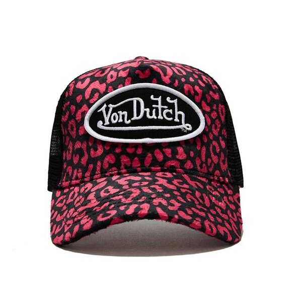 Von Dutch Hot Pink Cheetah Velvet Trucker Hat MSRP89 main image 4